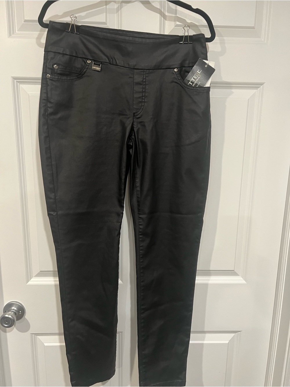 LISETTE Black Faux-Leather look /coated Skinny Pants